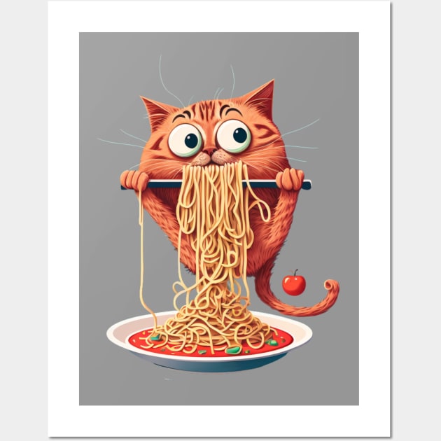 Cats eating spaghetti Wall Art by Nomad ART